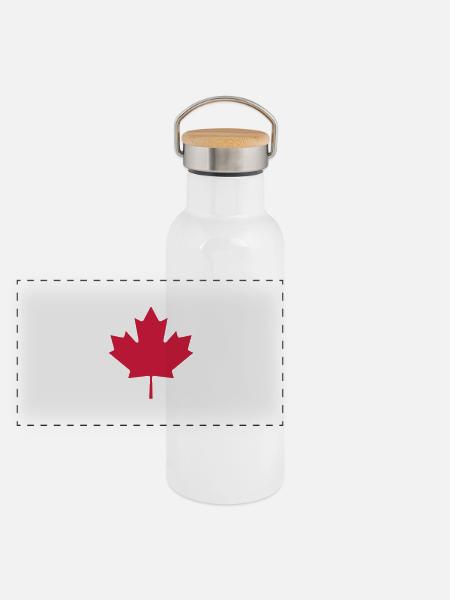 Kanada - Panorama Thermosflasche mit Bambusdeckel - Weiß