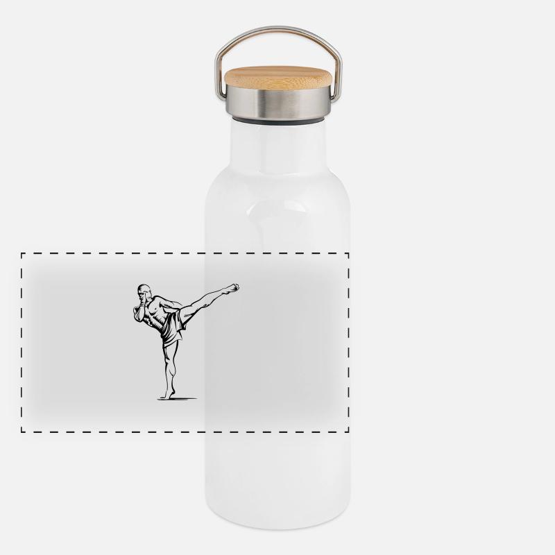 Fighter Panorama Thermosflasche mit Bambusdeckel