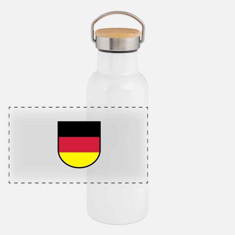 Deutschlandwappen Panorama Thermosflasche mit Bambusdeckel