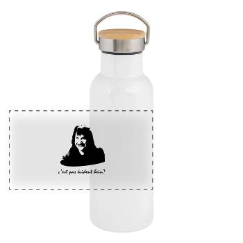 François l'embrouille - Gourde isotherme avec bouchon en bambou - blanc - Devant