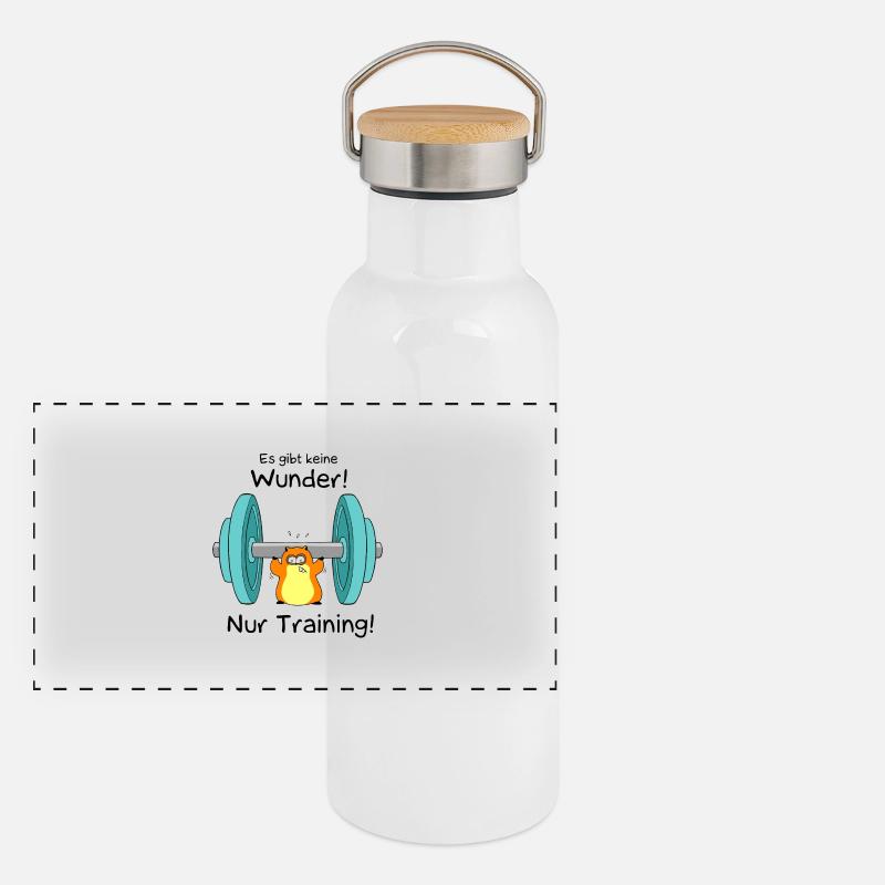Keine Wunder - nur Training Panorama Thermosflasche mit Bambusdeckel