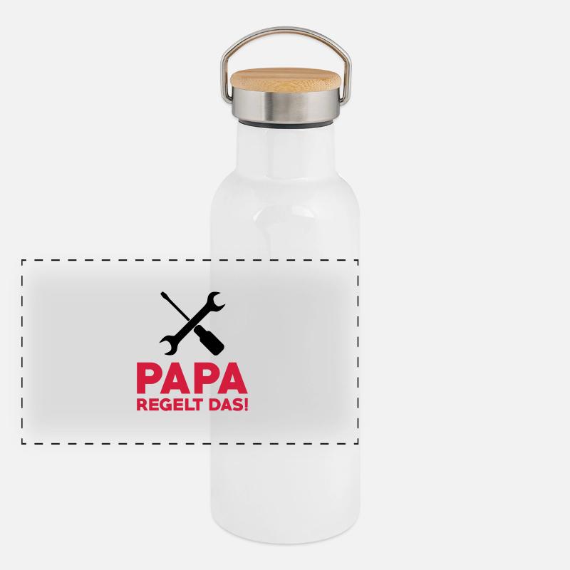 Papa regelt das Panorama Thermosflasche mit Bambusdeckel