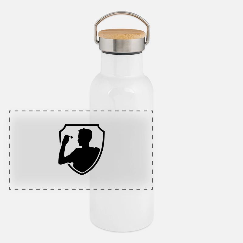 Darts Spieler Panorama Thermosflasche mit Bambusdeckel