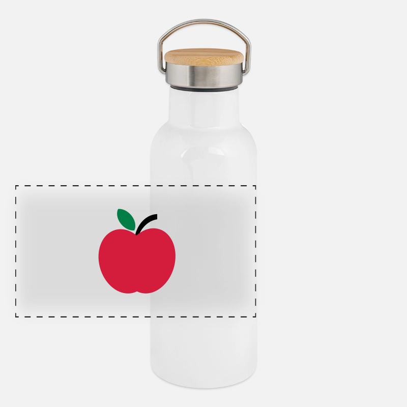 pomme - Gourde isotherme avec bouchon en bambou - blanc