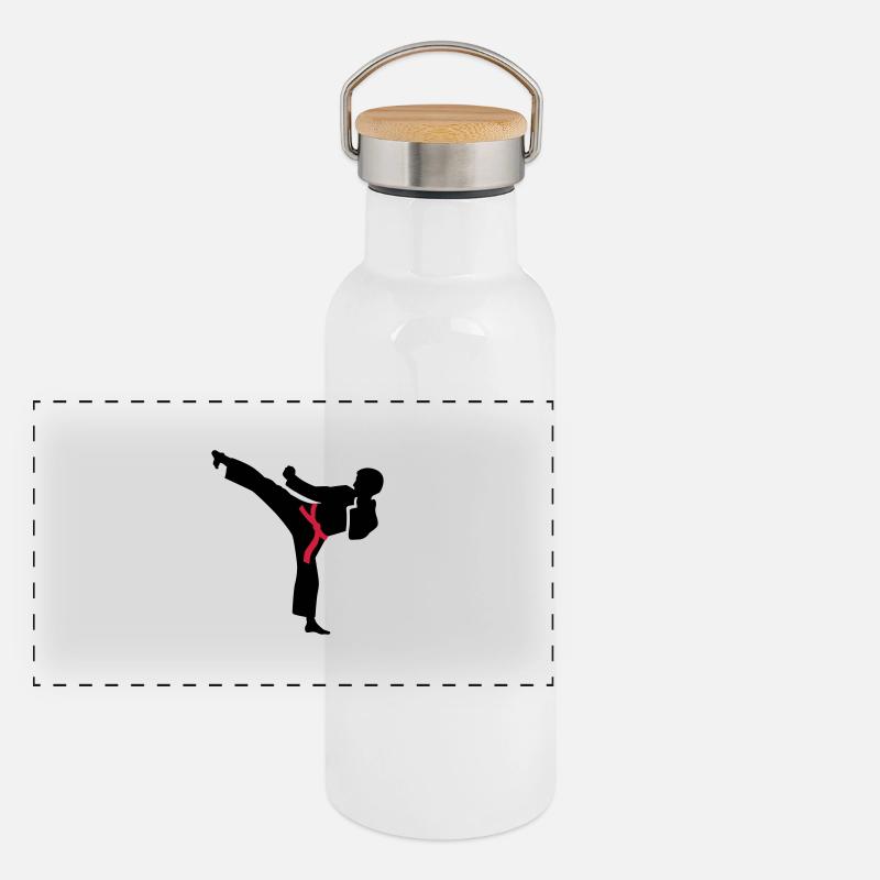 Karate Panorama Thermosflasche mit Bambusdeckel