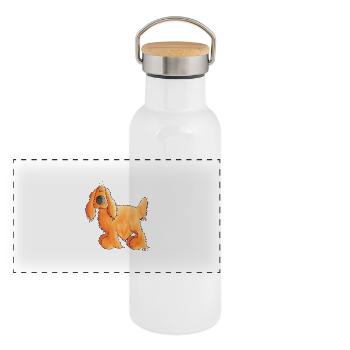 Goldiger Cocker Spaniel - Hund - Panorama Thermosflasche mit Bambusdeckel - Weiß - Vorne