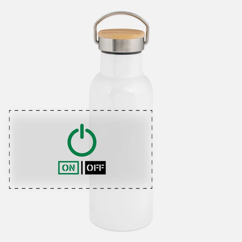 On Off Power Schalter Design Panorama Thermosflasche mit Bambusdeckel