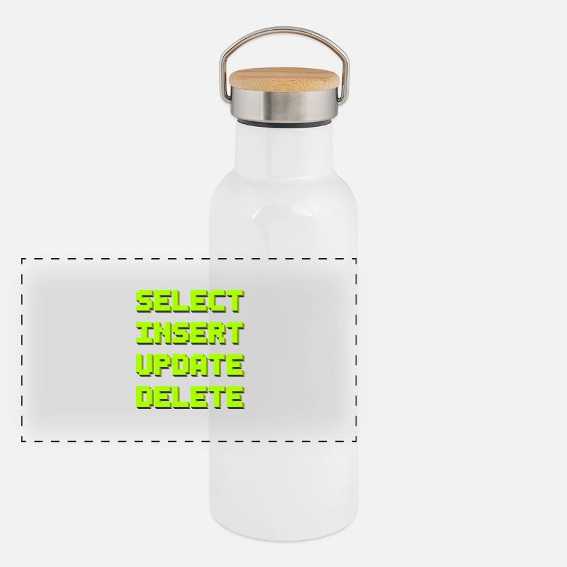 SQL pixelart Panorama Thermosflasche mit Bambusdeckel