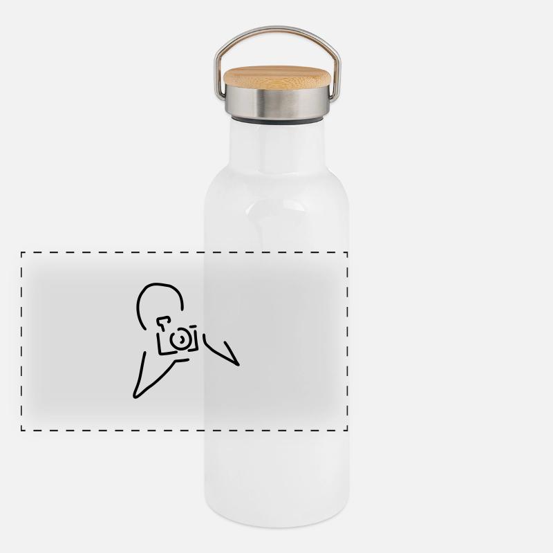 fotograf mit kamera Panorama Thermosflasche mit Bambusdeckel