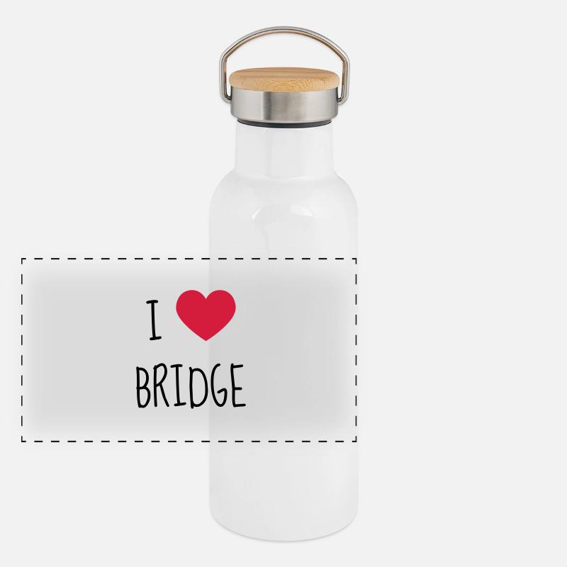 bridge / bridgeur / bridgeuse / cartes Gourde isotherme avec bouchon en bambou