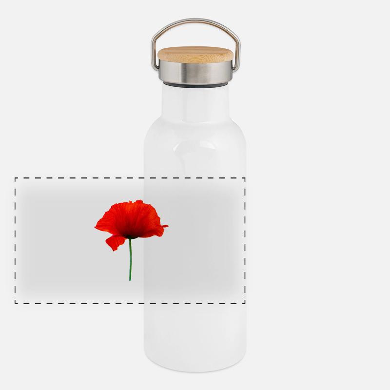 Mohnblume Panorama Thermosflasche mit Bambusdeckel