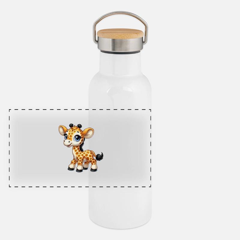 Mädchen Giraffe Panorama Thermosflasche mit Bambusdeckel