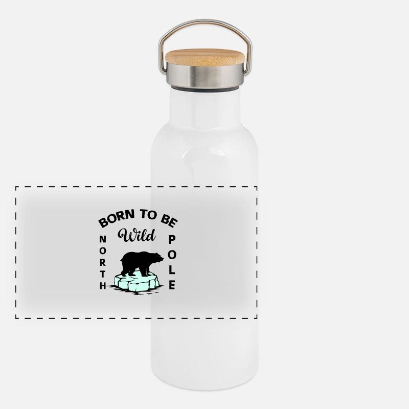 Eisbär Wildnis Antarktis Panorama Thermosflasche mit Bambusdeckel