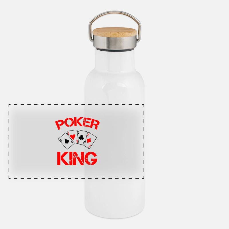 poker king Panorama Thermosflasche mit Bambusdeckel