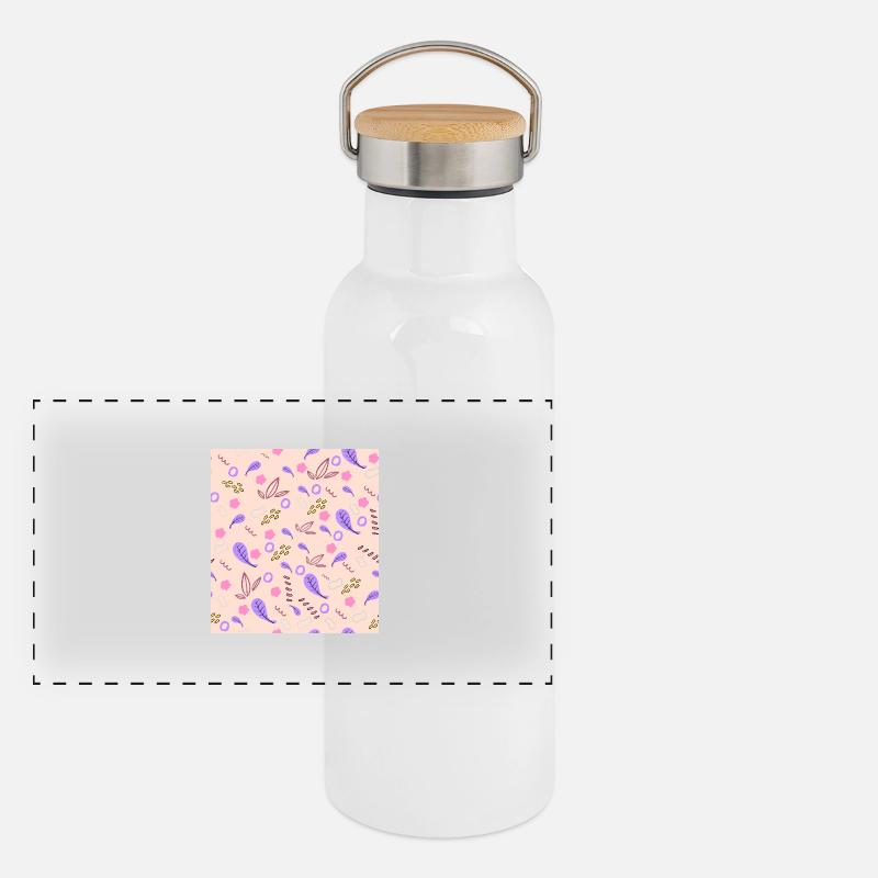 Design élégant de feuilles et de motifs décoratifs Gourde isotherme avec bouchon en bambou