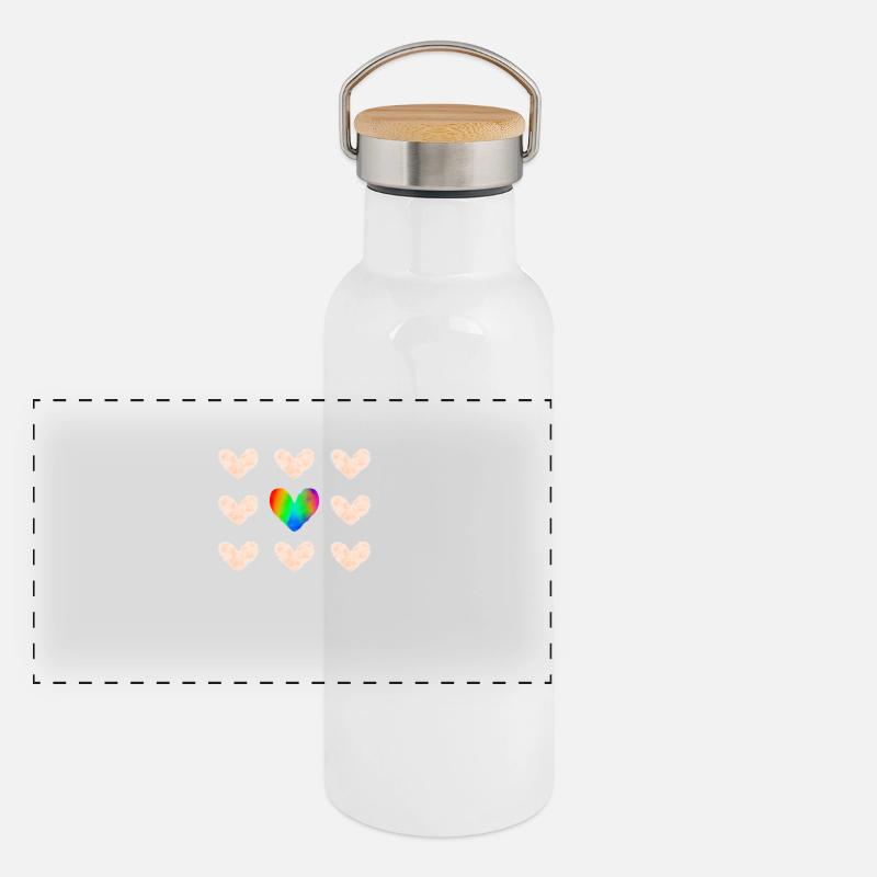 Sei du selbst - Regenbogenfarben Panorama Thermosflasche mit Bambusdeckel