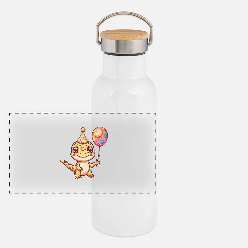 Echse Geburtstag Baby Panorama Thermosflasche mit Bambusdeckel