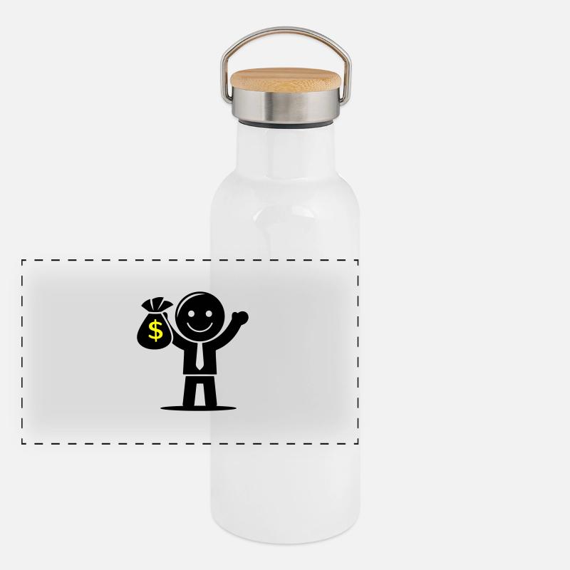 Argent Cash Hustle Sac d’argent Gourde isotherme avec bouchon en bambou