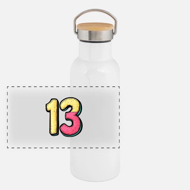 13 Number symbol Panoramic Thermal Bottle with Bamboo Lid