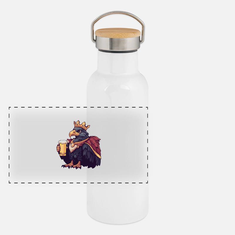 Adler Vogel Bier Lustig Panorama Thermosflasche mit Bambusdeckel