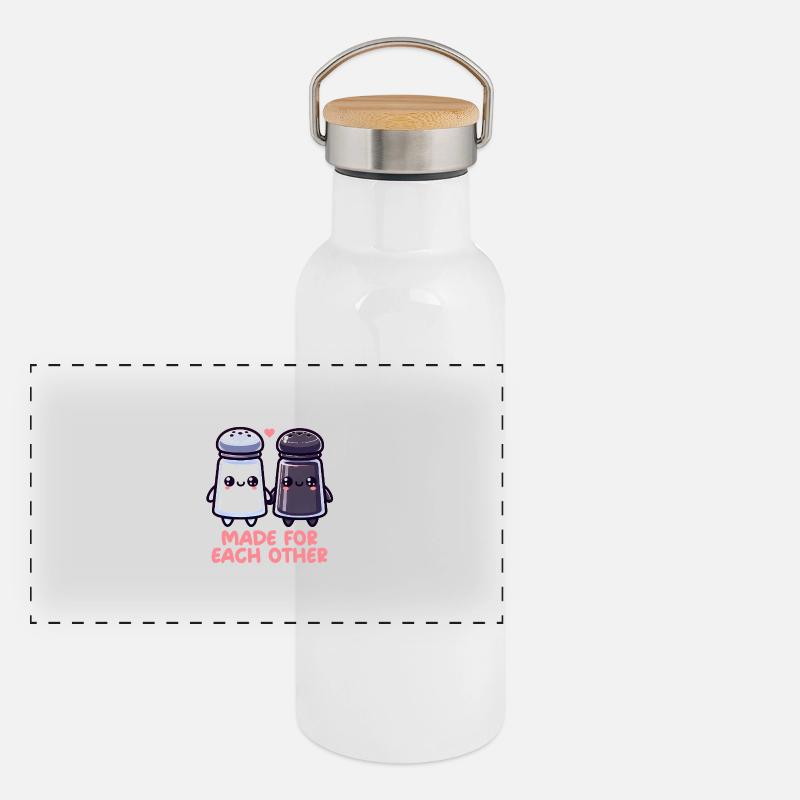Salt and pepper Panoramic Thermal Bottle with Bamboo Lid