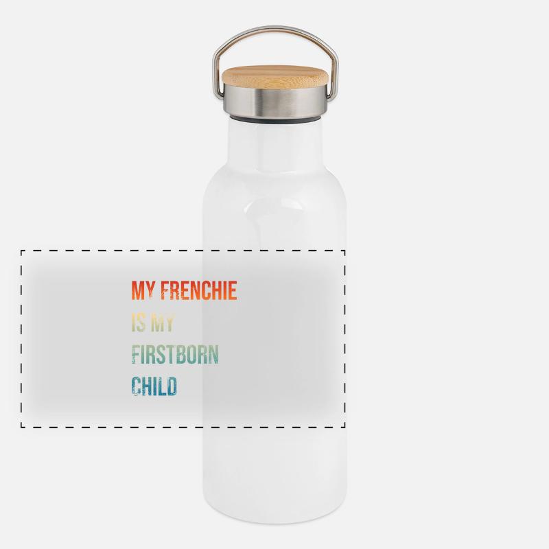 Frenchie Premier-né Gourde isotherme avec bouchon en bambou