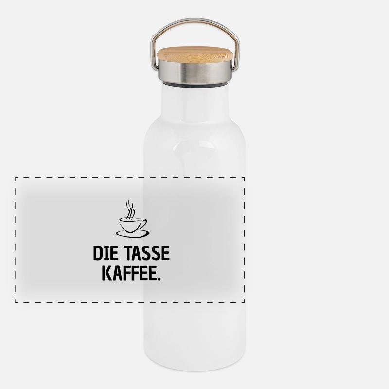 Die Tasse Kaffee! Panorama Thermosflasche mit Bambusdeckel