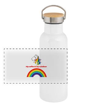 rainbow coffe rot - Panorama Thermosflasche mit Bambusdeckel - Weiß - Vorne