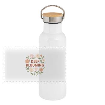 Keep Blooming - Panoramic Thermal Bottle with Bamboo Lid - white - Front
