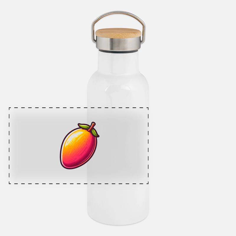 Mango große Früchte Panorama Thermosflasche mit Bambusdeckel