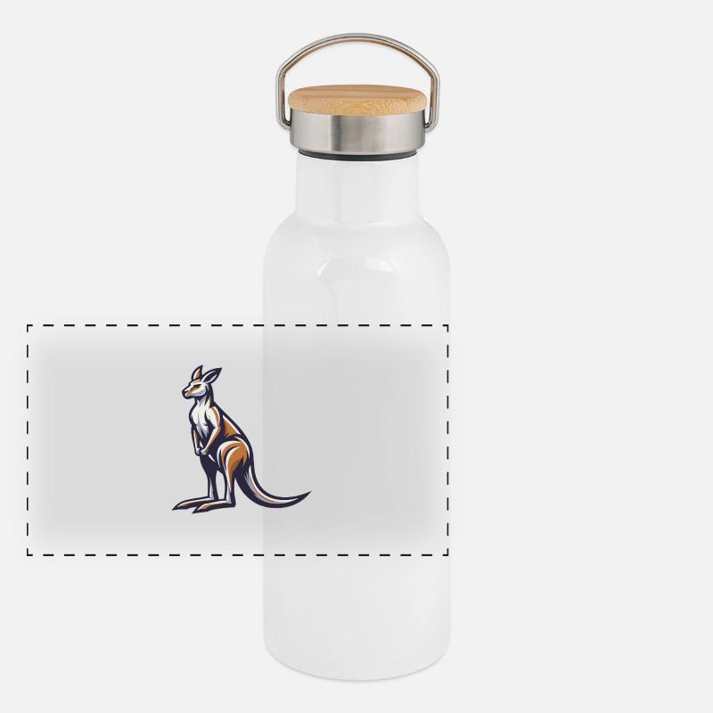 Kangaroo jumping energy Panoramic Thermal Bottle with Bamboo Lid