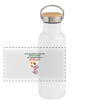 Si les gauchistes étaient des dinosaures - Gourde isotherme avec bouchon en bambou - blanc - Devant