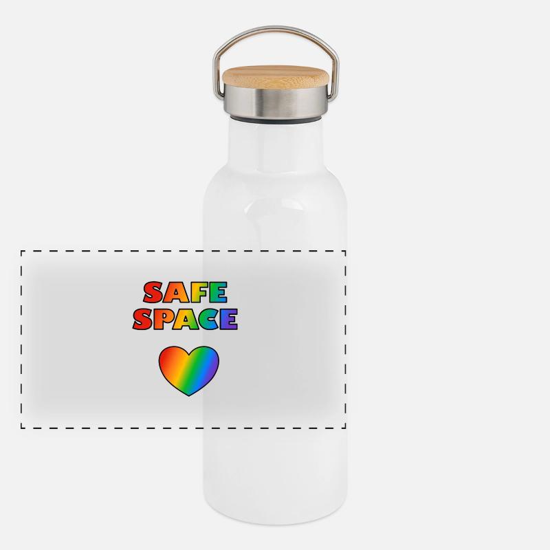LGBT Safe Space Rainbow Heart Panoramic Thermal Bottle with Bamboo Lid