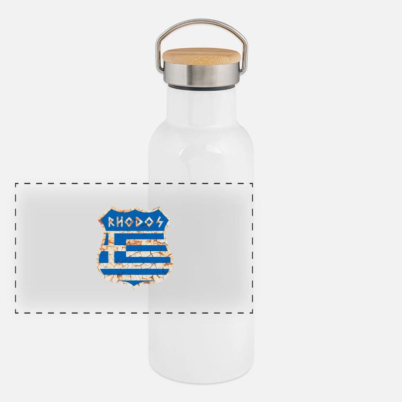 Rhodos Panorama Thermosflasche mit Bambusdeckel