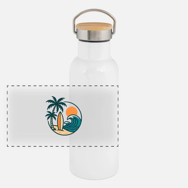 Island Surfboard Panoramic Thermal Bottle with Bamboo Lid