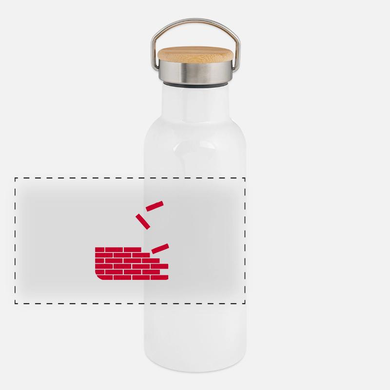 brick, construction, maison, paroi, des briques, Gourde isotherme avec bouchon en bambou