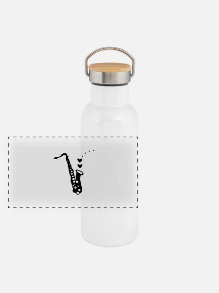 Saxo-- - Gourde isotherme avec bouchon en bambou - blanc - Devant