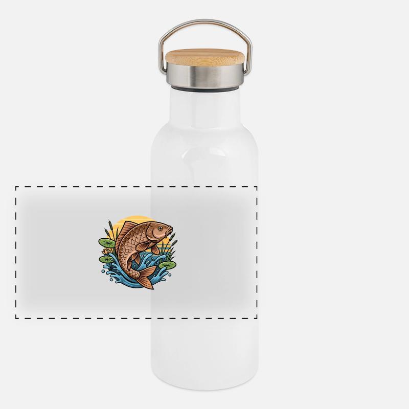 Pêche à la carpe Pêche Gourde isotherme avec bouchon en bambou