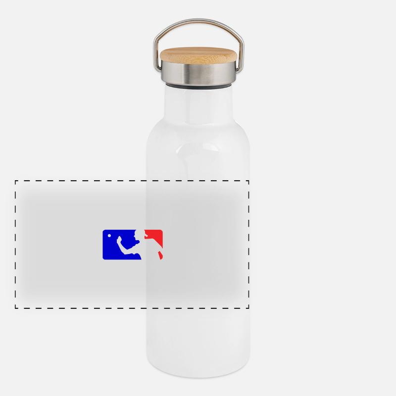 Beerpong Logo Panorama Thermosflasche mit Bambusdeckel