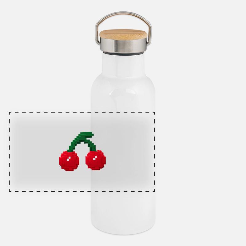 Cerise voxel cute Gourde isotherme avec bouchon en bambou