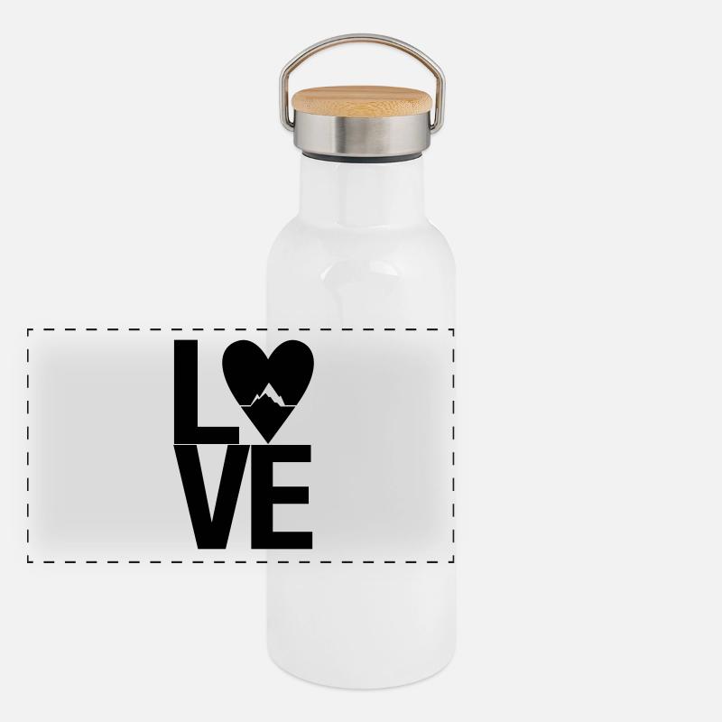 Mountain Love Panorama Thermosflasche mit Bambusdeckel