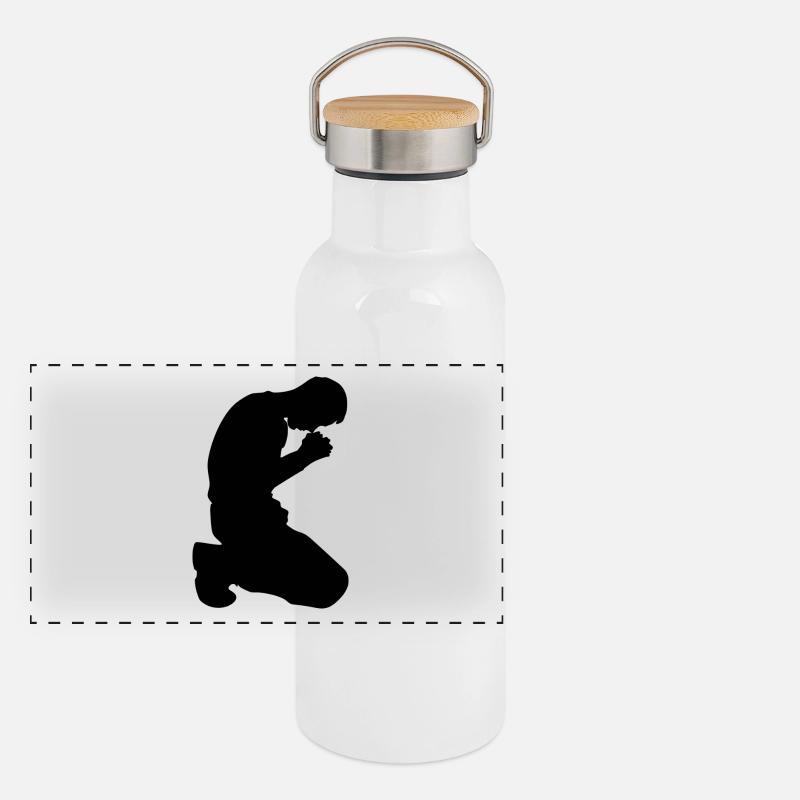 prier Gourde isotherme avec bouchon en bambou