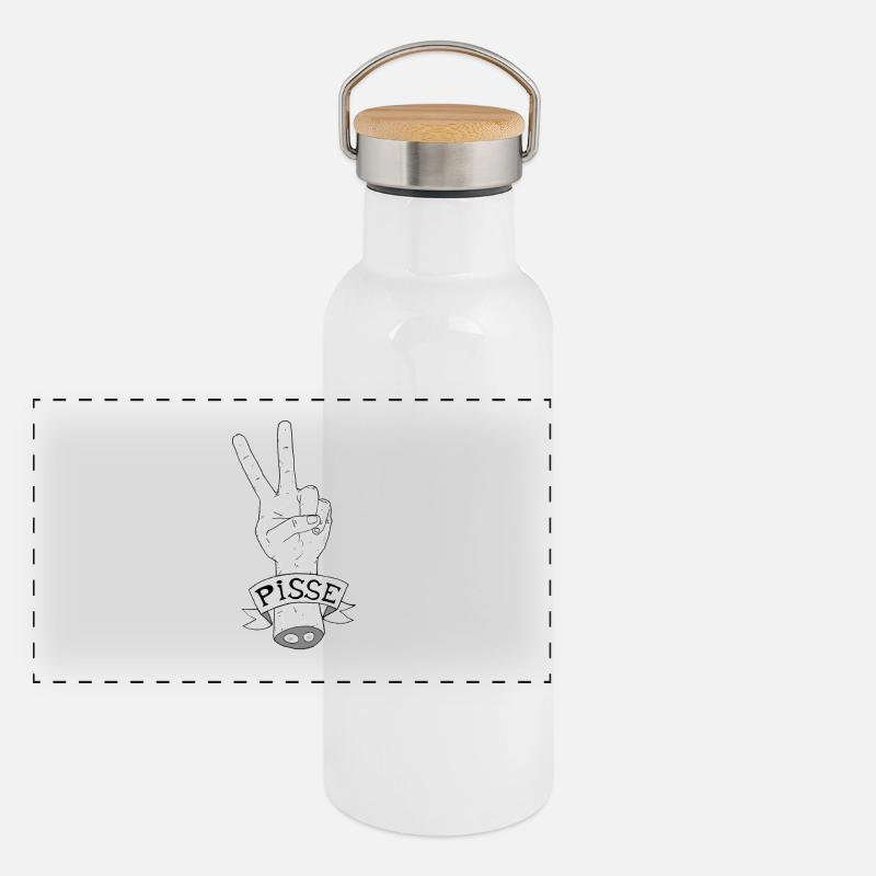 Approximative Translation # 5 - Panoramic Thermal Bottle with Bamboo Lid - white
