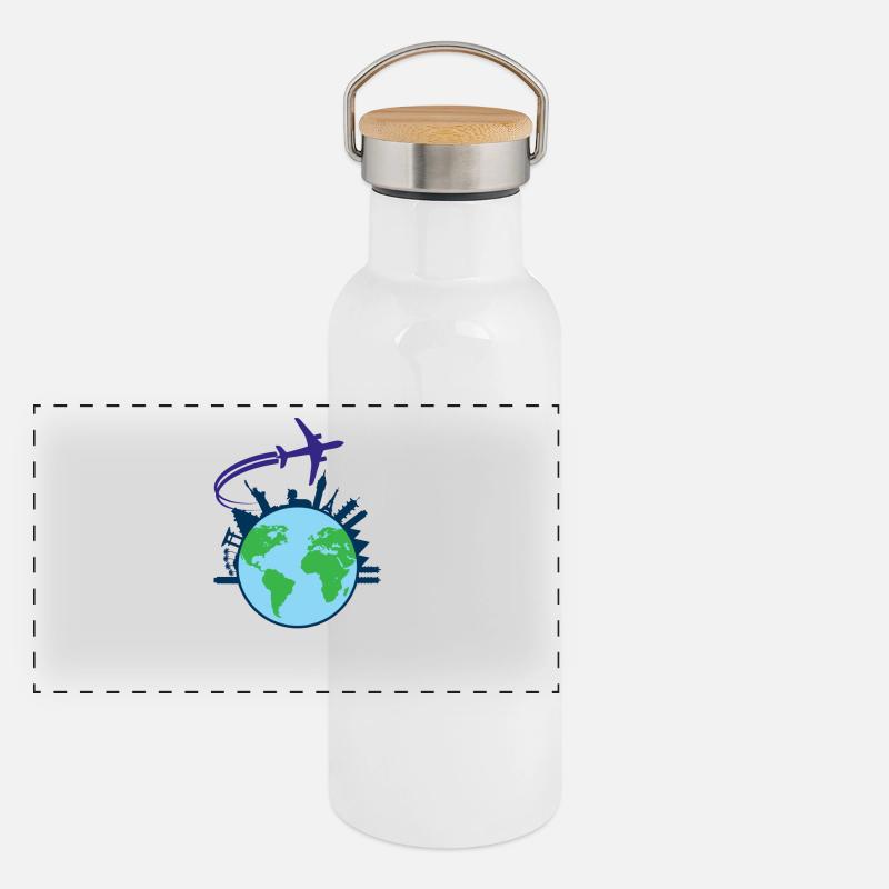Voyage du monde Gourde isotherme avec bouchon en bambou