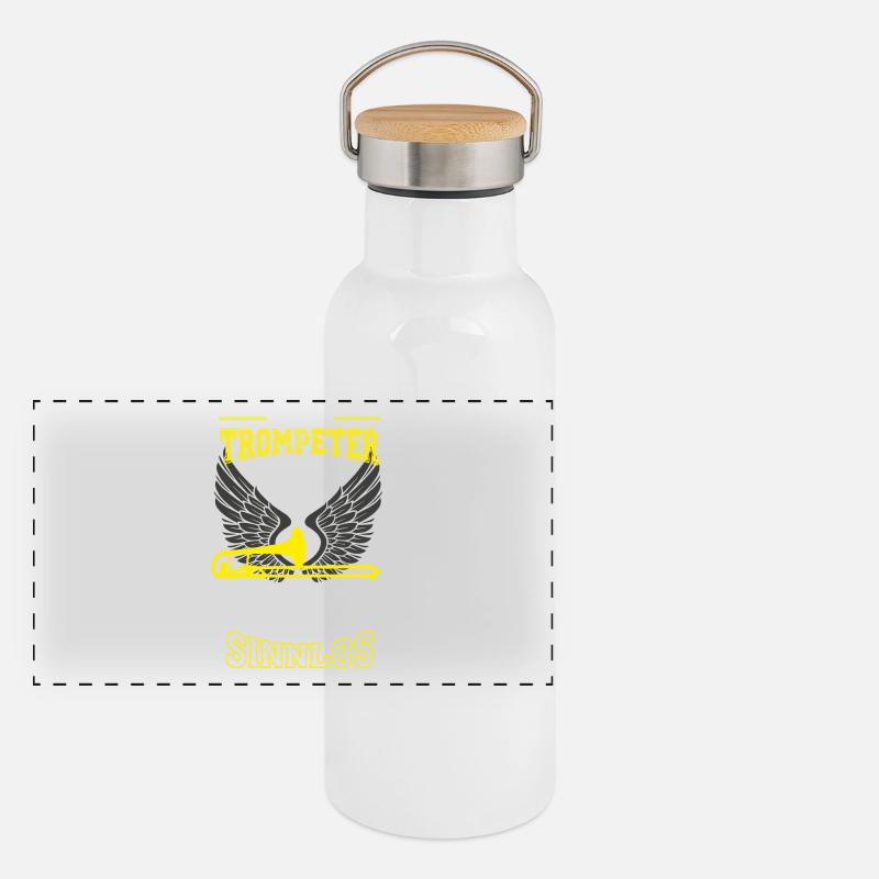 Trompete Musik Leben sinnlos - Geschenk Panorama Thermosflasche mit Bambusdeckel