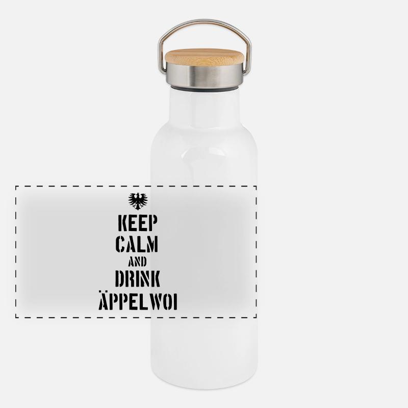 Keep Calm an drink Äppelwoi Panorama Thermosflasche mit Bambusdeckel