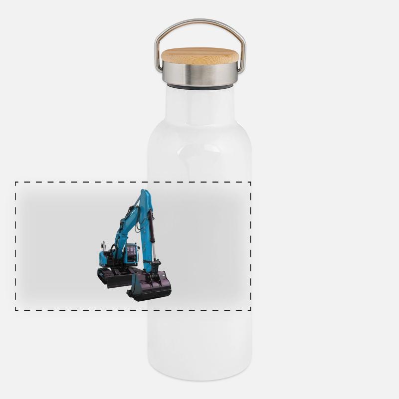 Excavator blue Panoramic Thermal Bottle with Bamboo Lid
