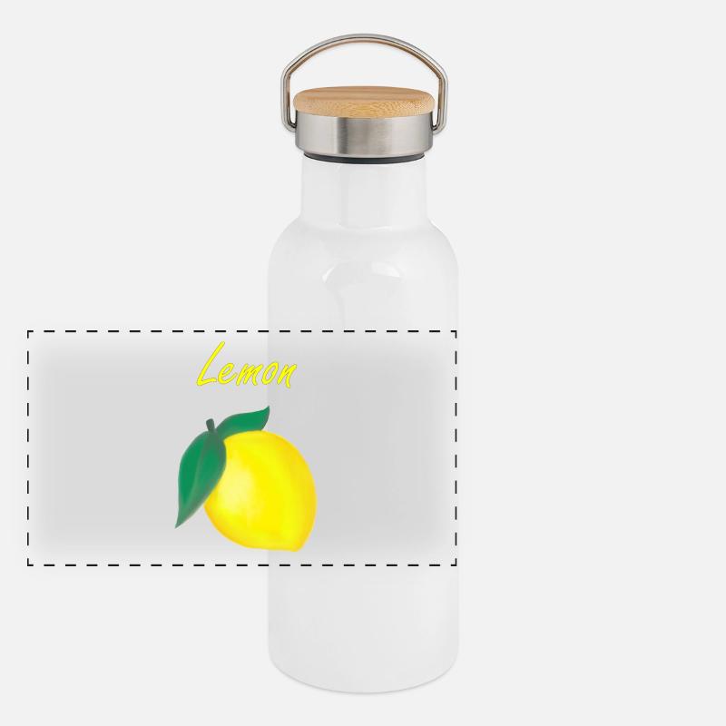 Lemon - Zitrone Panorama Thermosflasche mit Bambusdeckel