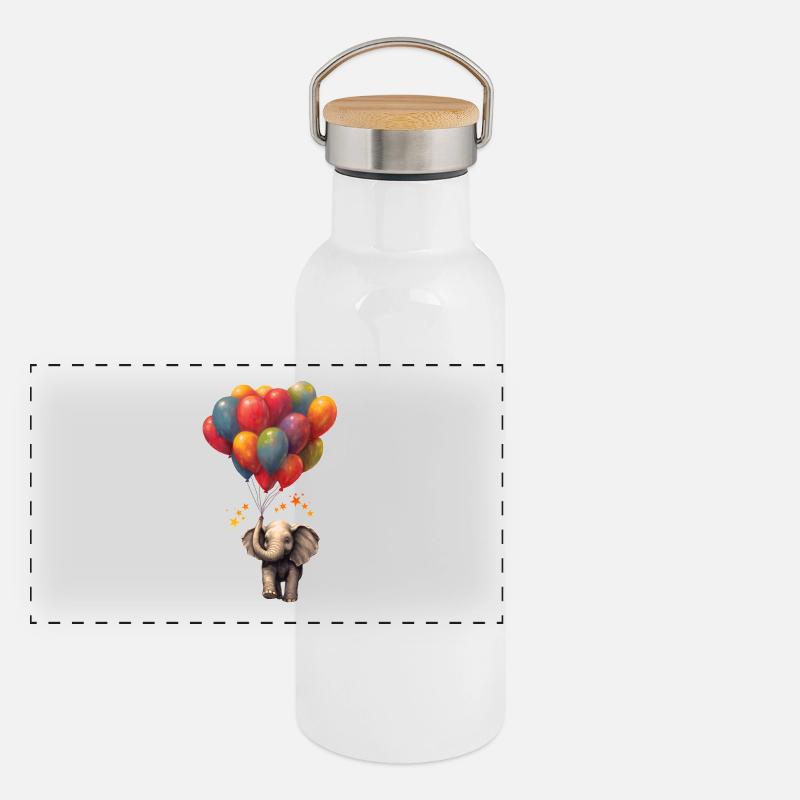 Elephant with balloons Panoramic Thermal Bottle with Bamboo Lid