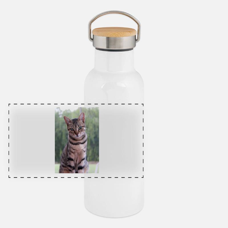 Chat chat chaton doux Gourde isotherme avec bouchon en bambou